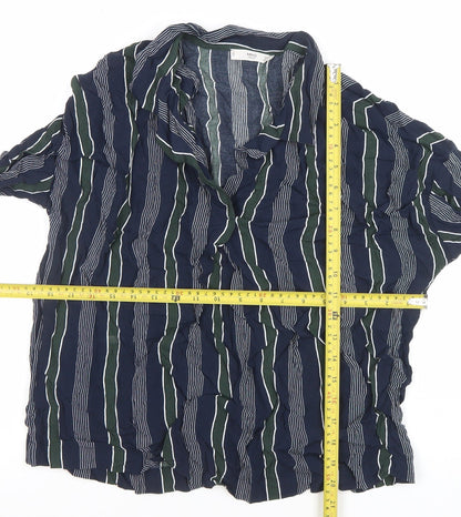 Womens UK Size 12 Mango Blue Basic Button-Up