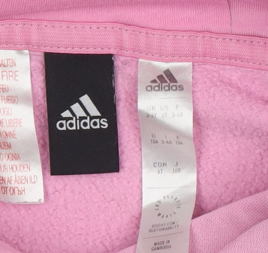 Girls UK Size 3-4 Years adidas Pink Pullover Hoodie