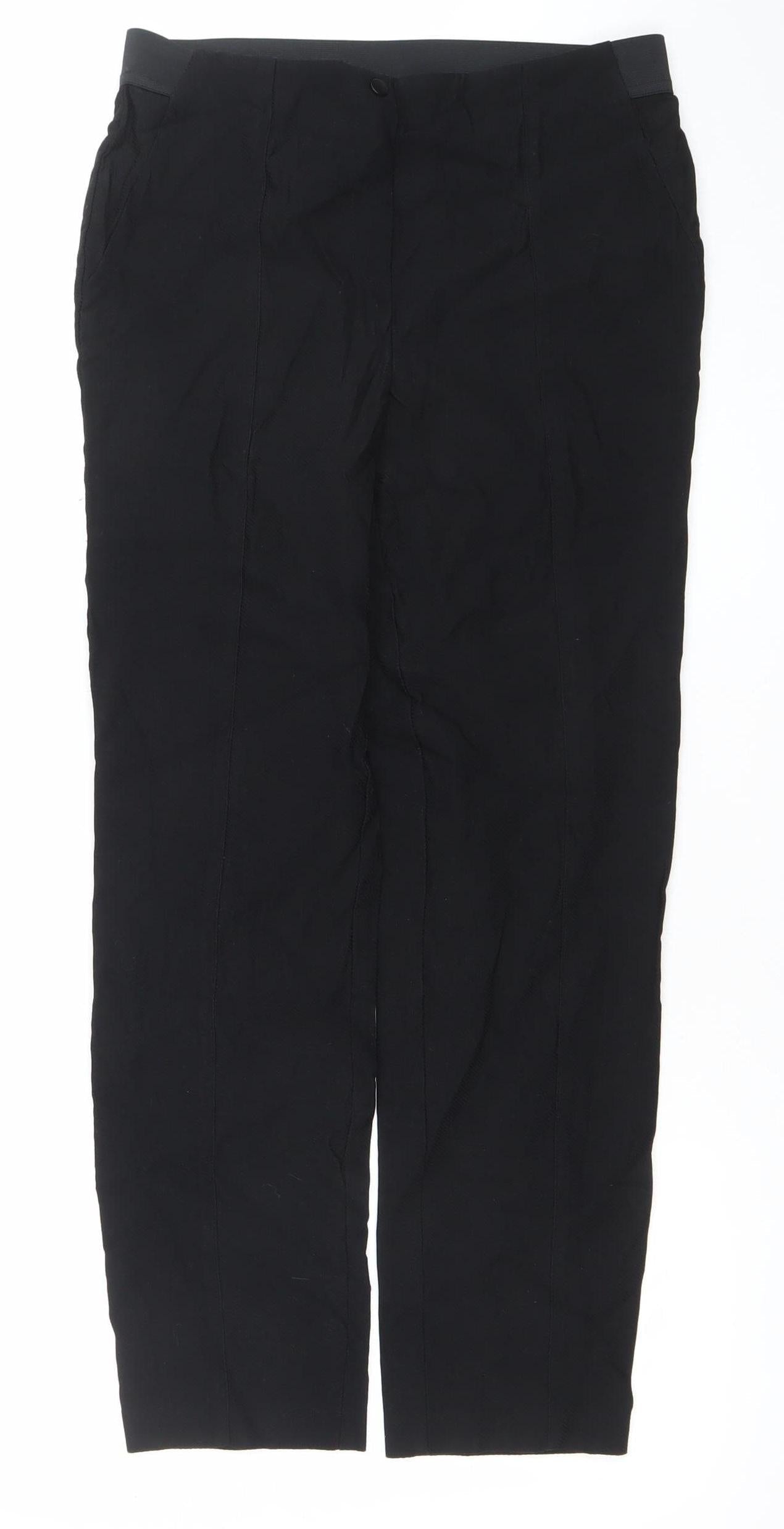 Womens UK Size 12 Gallery Regular Fit Casual Travel Black Trousers