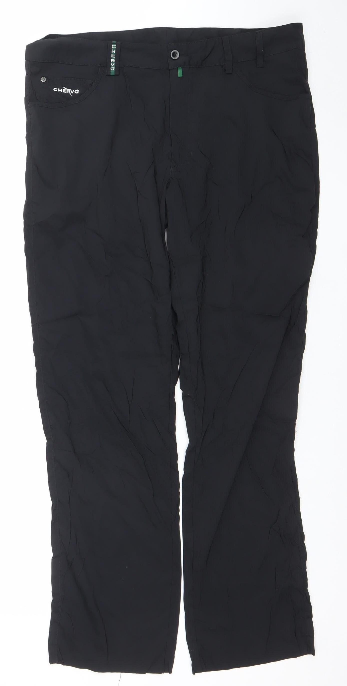 Mens UK Size 48 Chervo Regular Fit Casual Travel Sports Black Trousers