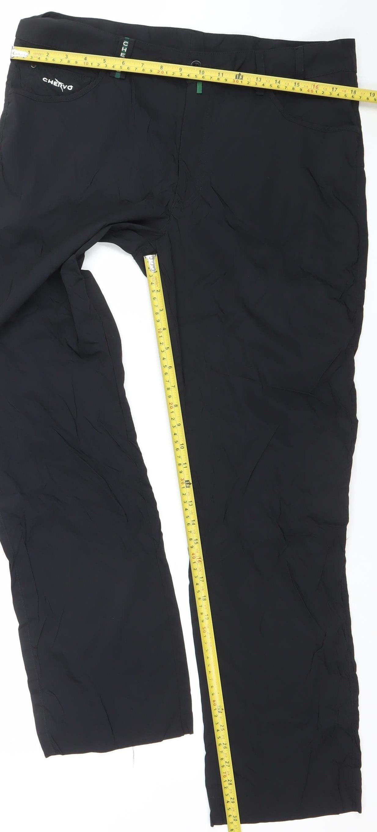 Mens UK Size 48 Chervo Regular Fit Casual Travel Sports Black Trousers