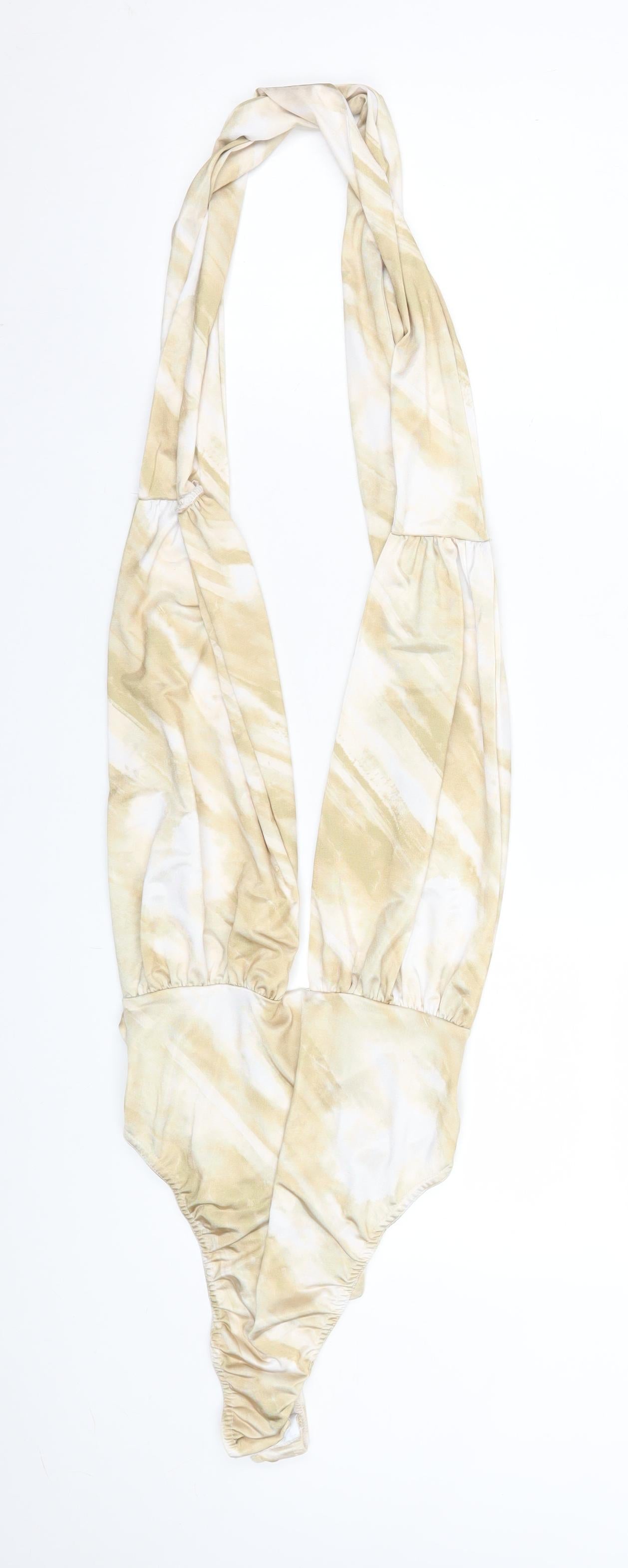 Womens UK Size 10 Boohoo One-Piece Beige Bodysuit