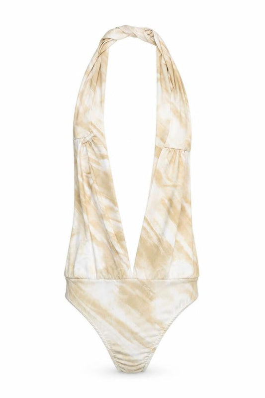Womens UK Size 10 Boohoo One-Piece Beige Bodysuit