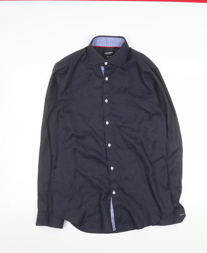 Mens UK Collar Size S Yves Enzo Smart Blue  Dress Shirt