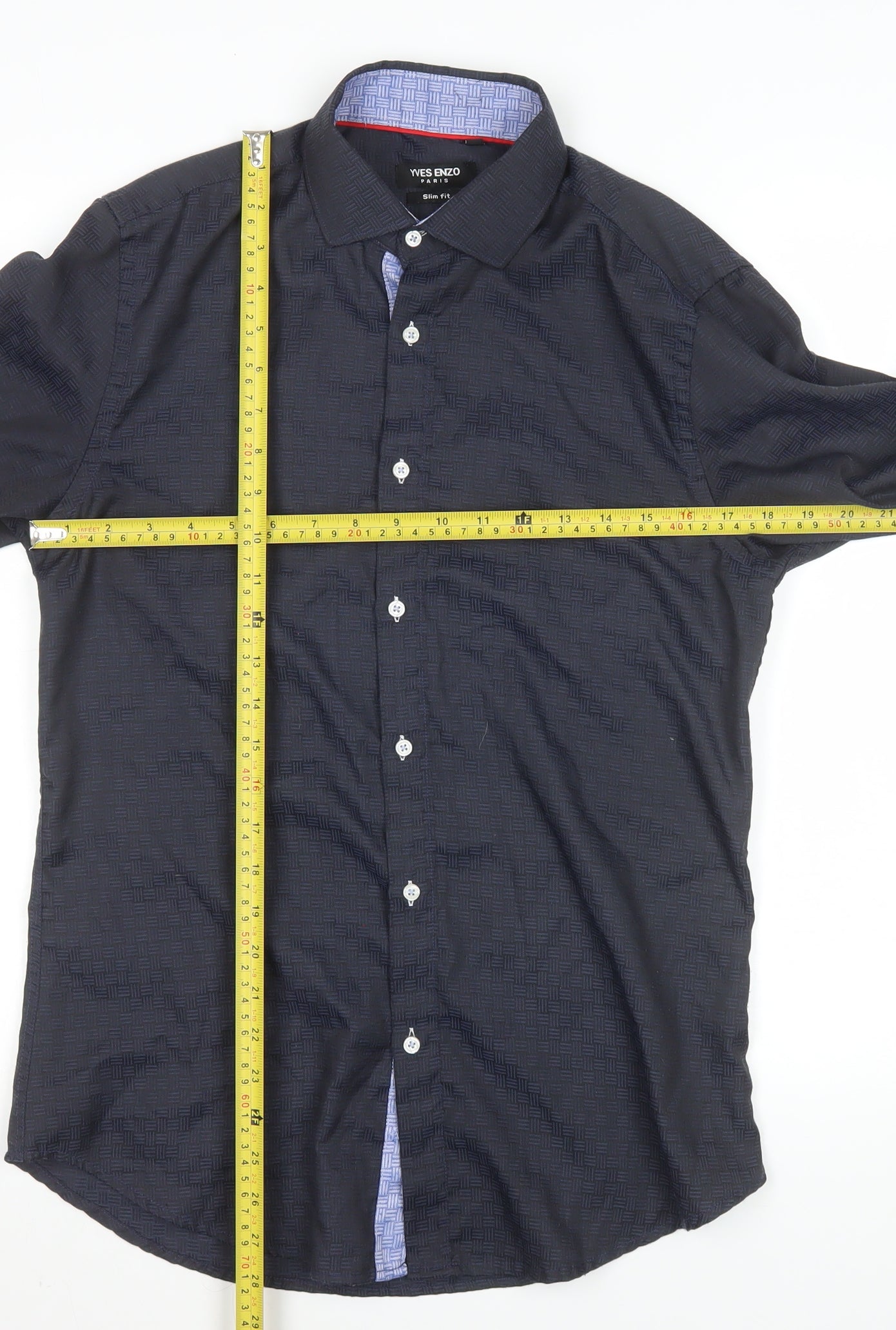 Mens UK Collar Size S Yves Enzo Smart Blue  Dress Shirt