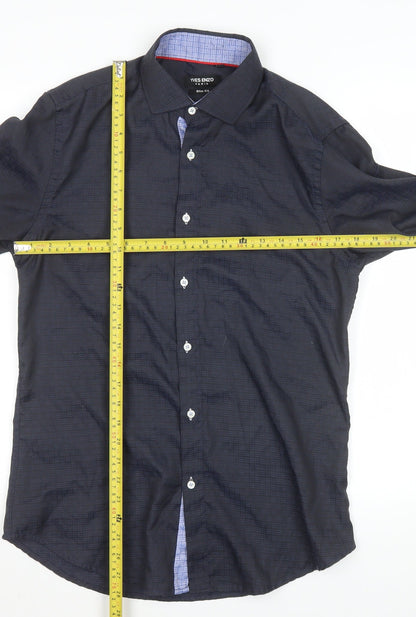 Mens UK Collar Size S Yves Enzo Smart Blue  Dress Shirt