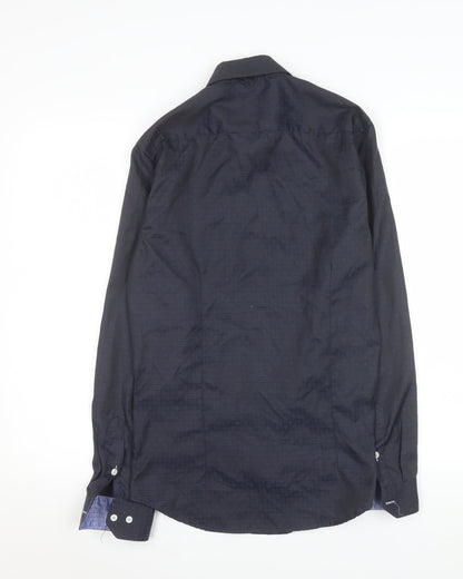 Mens UK Collar Size S Yves Enzo Smart Blue  Dress Shirt