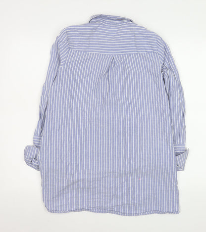 Cotton On Men Blue Striped Long Sleeve Button-Up Shirt XS
