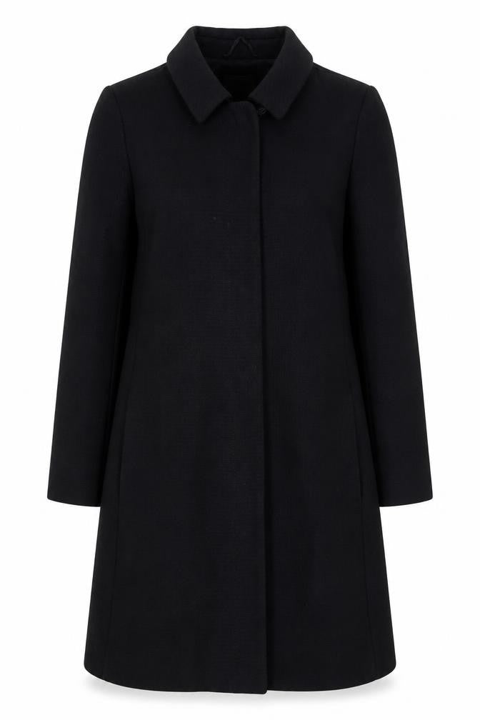 Womens UK Size 8 United Colors of Benetton Black Overcoat