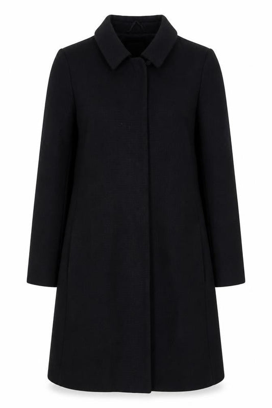 Womens UK Size 8 United Colors of Benetton Black Overcoat