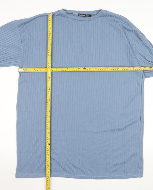 Boohoo Women Blue Long Sleeve T-Shirt Dress Size 10