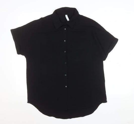 Womens UK Size M Amisu Black Basic Button-Up