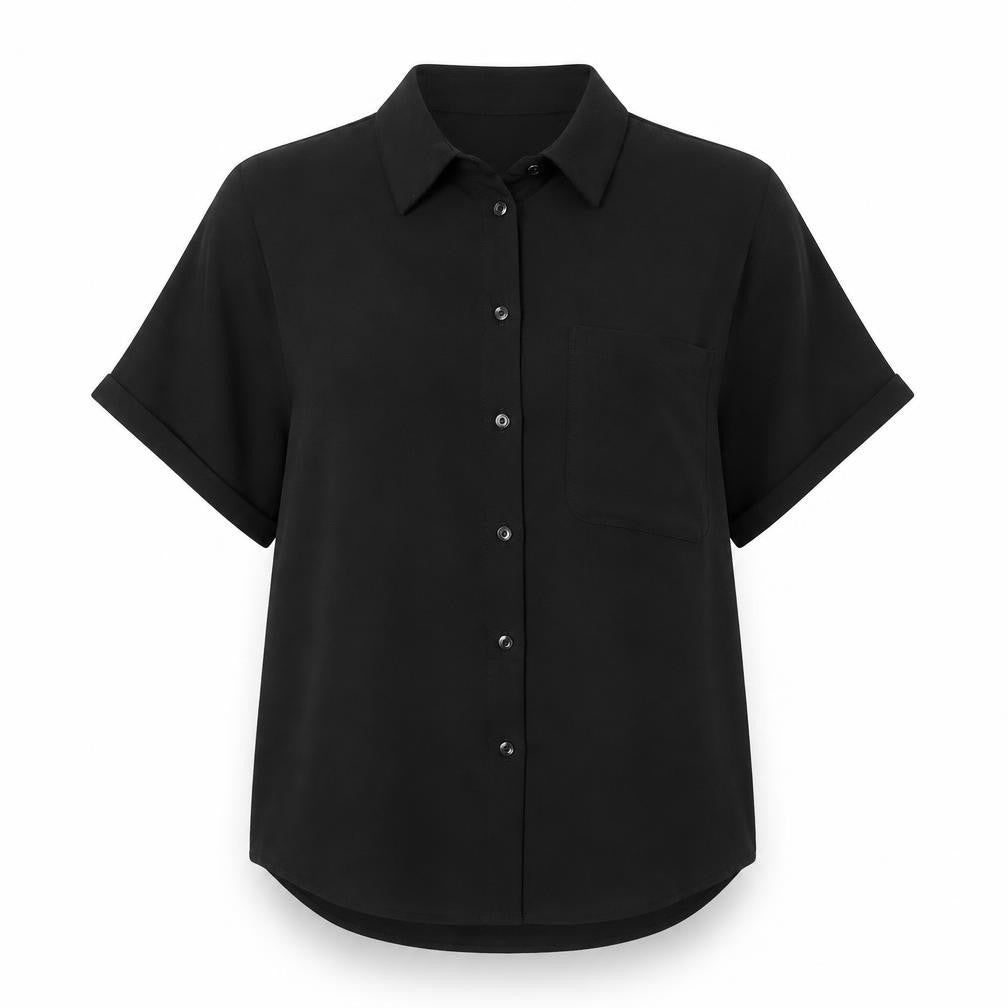 Womens UK Size M Amisu Black Basic Button-Up