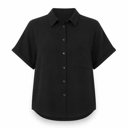 Womens UK Size M Amisu Black Basic Button-Up