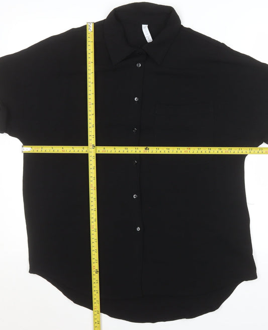 Womens UK Size M Amisu Black Basic Button-Up