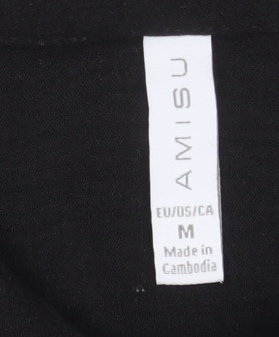 Womens UK Size M Amisu Black Basic Button-Up