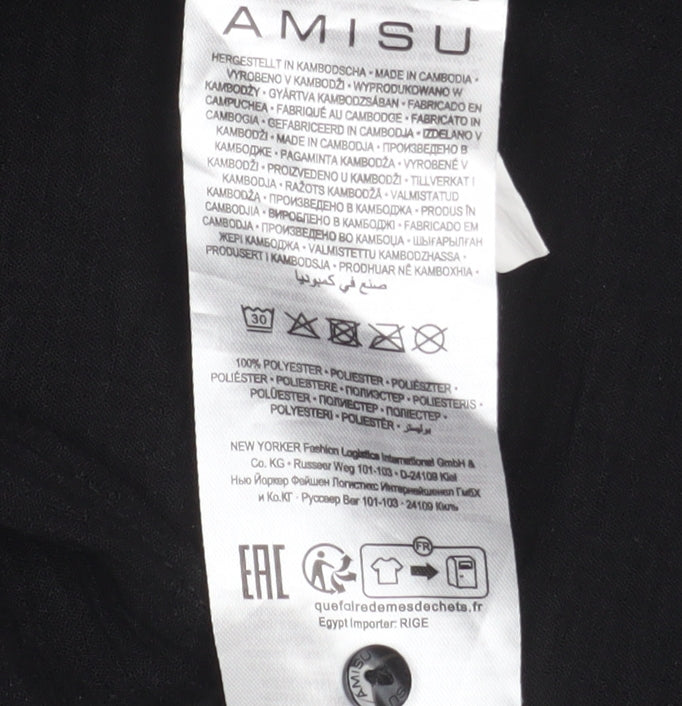 Womens UK Size M Amisu Black Basic Button-Up