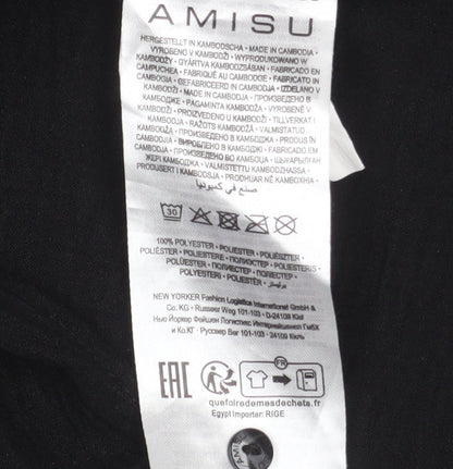 Womens UK Size M Amisu Black Basic Button-Up