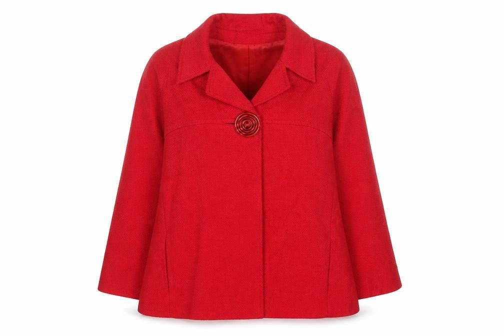 St Bernard Red Women's Blazer Coat Size 16 Classic Buttoned