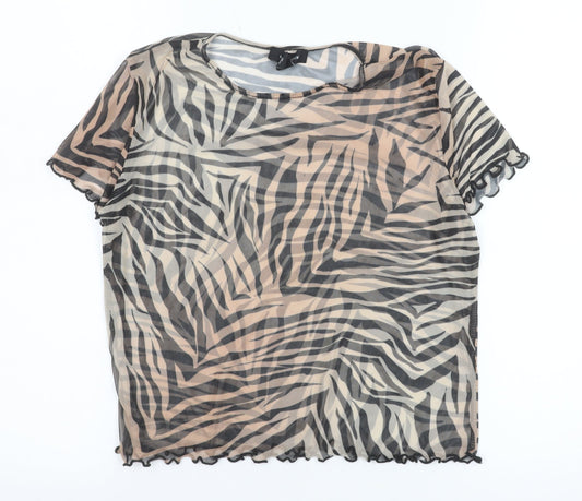 Womens UK Size 16 New Look Beige Cropped T-Shirt