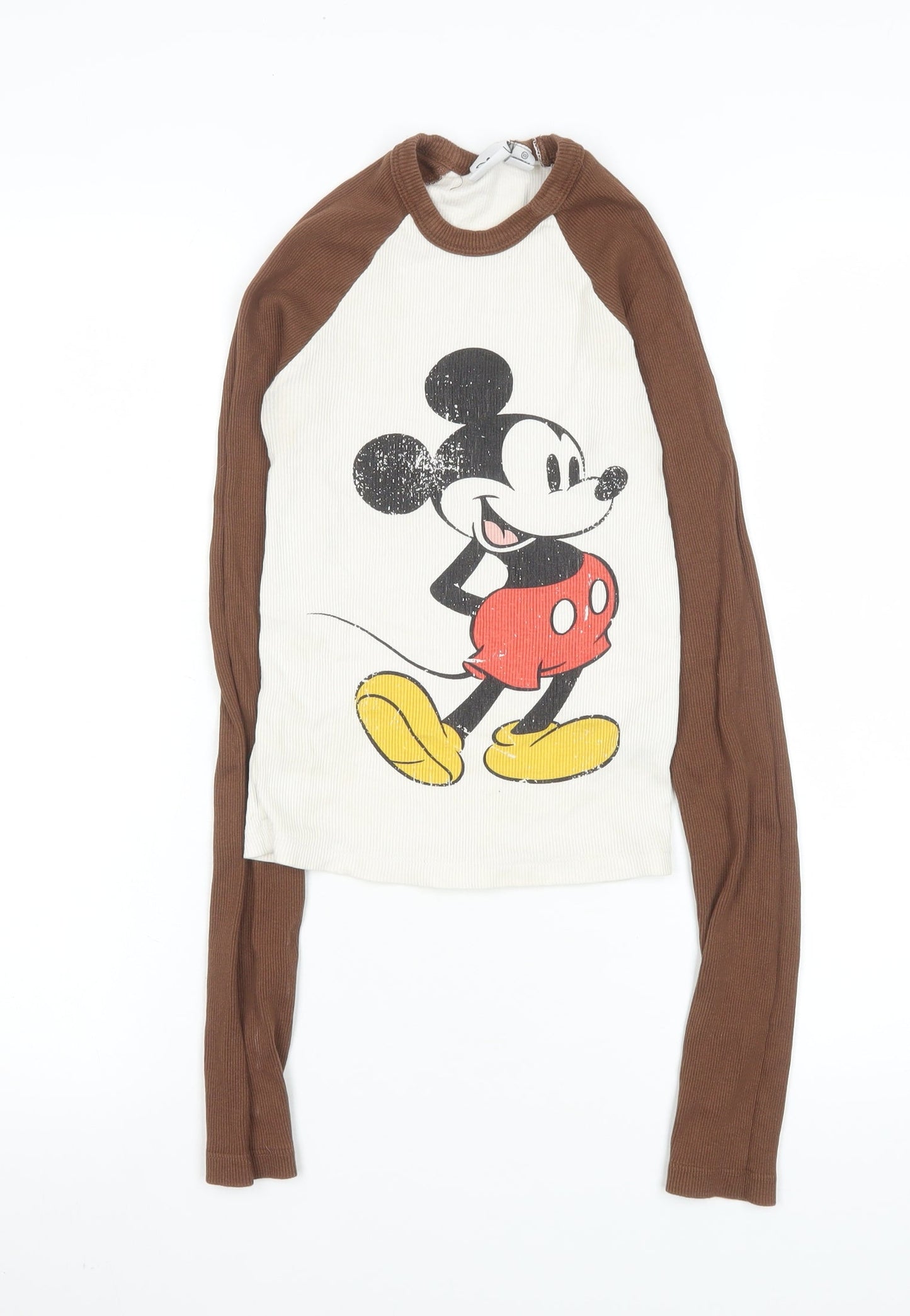 Womens UK Size XS Disney Brown Basic T-Shirt