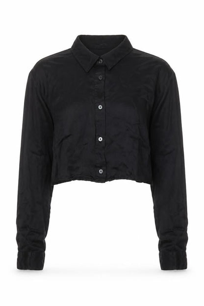 Womens UK Size L Bershka Black Cropped Button-Up