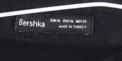 Womens UK Size L Bershka Black Cropped Button-Up