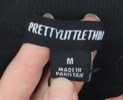 Womens UK Size M PRETTYLITTLETHING Black Pullover Sweatshirt