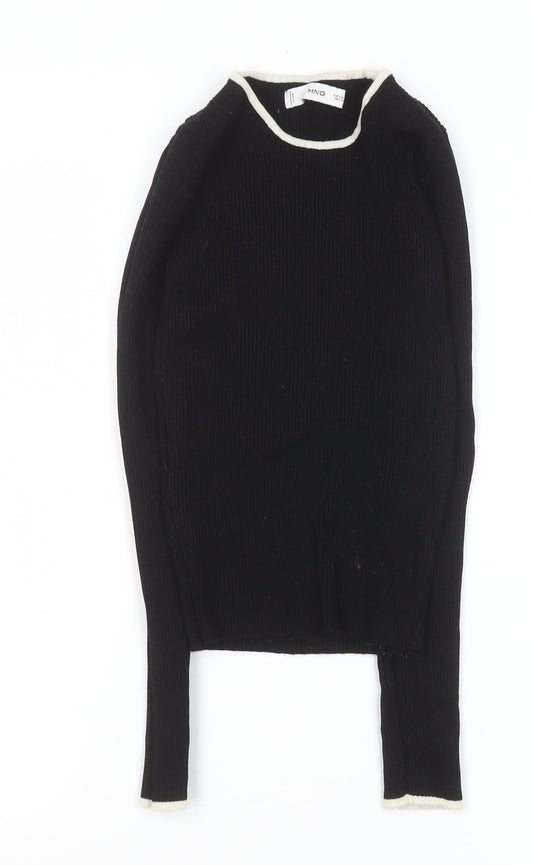 Womens UK Size XS MNG Black Basic Blouse