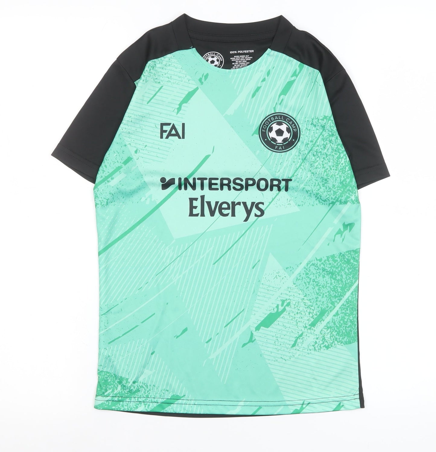 Football Camp FAI Boys Green Short Sleeve Athletic T-Shirt Size S