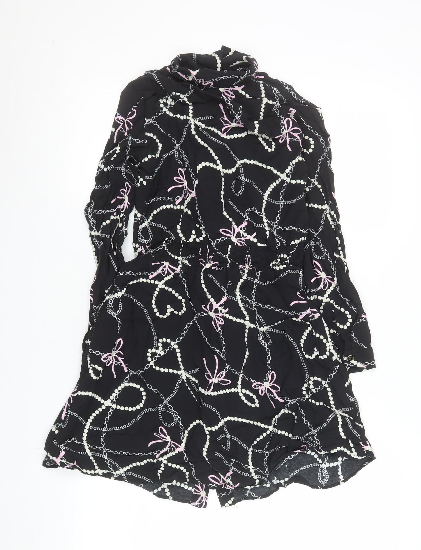 River Island Girls Black Chain Print Shirt Dress 11 Years