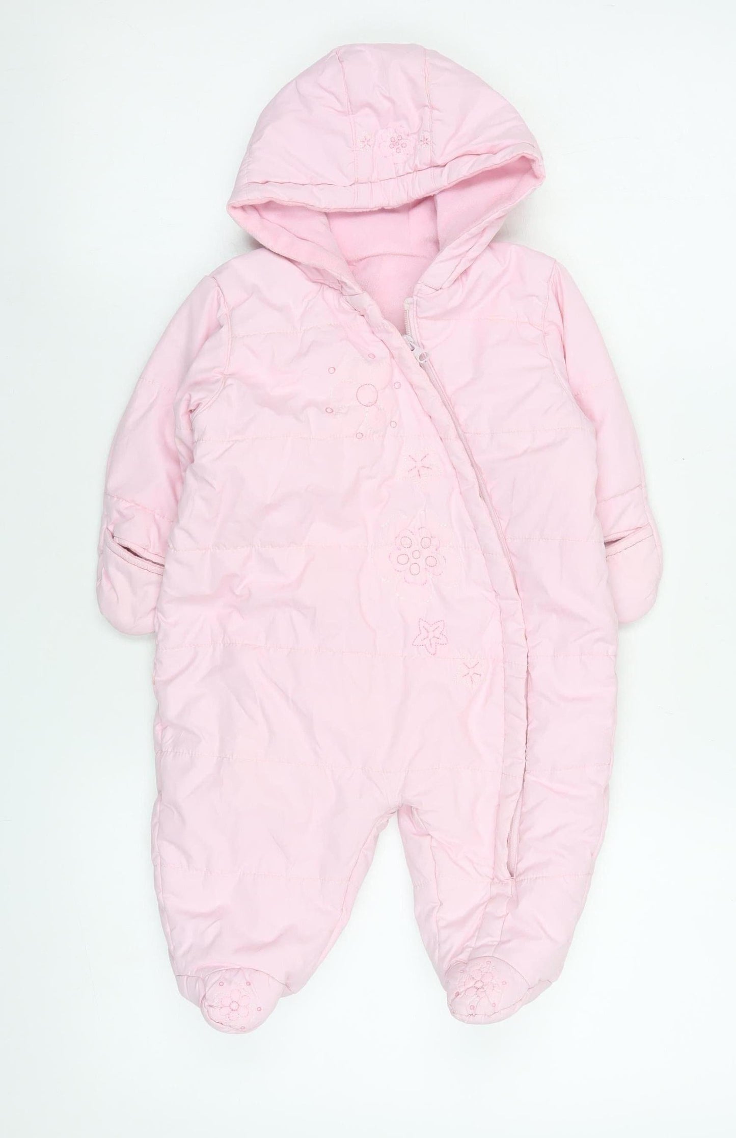 St. Bernard Girls Pink Hooded Quilted Snowsuit 9-12 Months Winter Lined