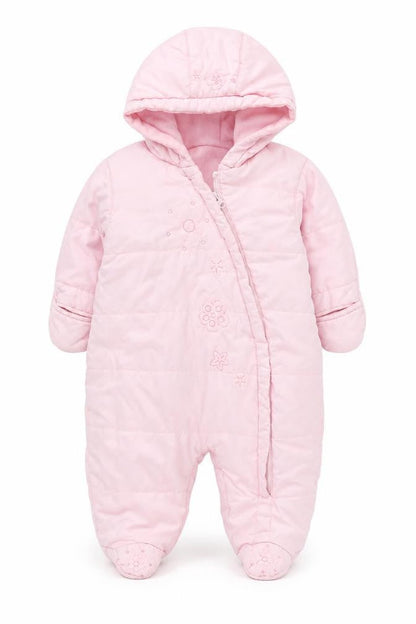 St Bernard Girls Pink Hooded Quilted Snowsuit 9-12 Months Winter Lined