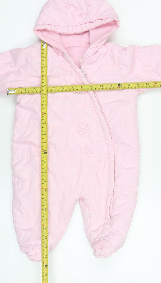 St. Bernard Girls Pink Hooded Quilted Snowsuit 9-12 Months Winter Lined