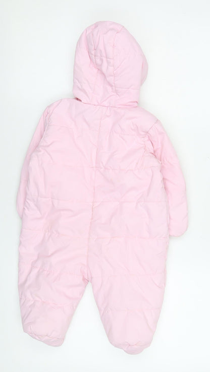 St. Bernard Girls Pink Hooded Quilted Snowsuit 9-12 Months Winter Lined