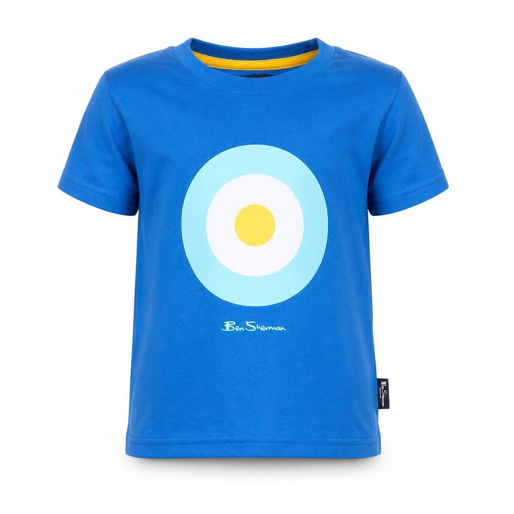 Front view of Ben Sherman unisex baby blue graphic print cotton t-shirt 18-24 months