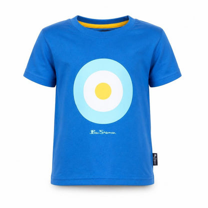 Front view of Ben Sherman unisex baby blue graphic print cotton t-shirt 18-24 months