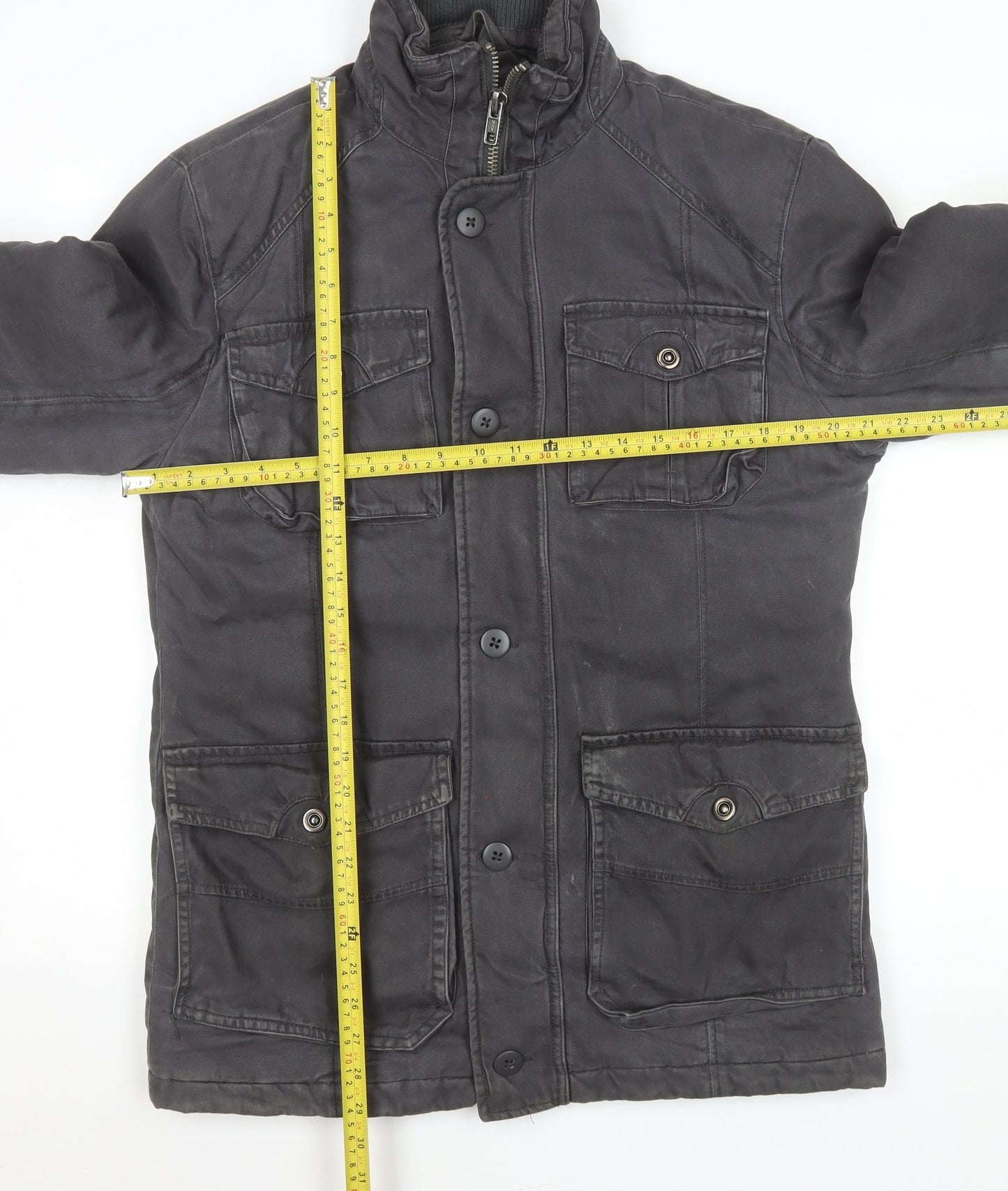 Mens UK Size S George Black Military Jacket