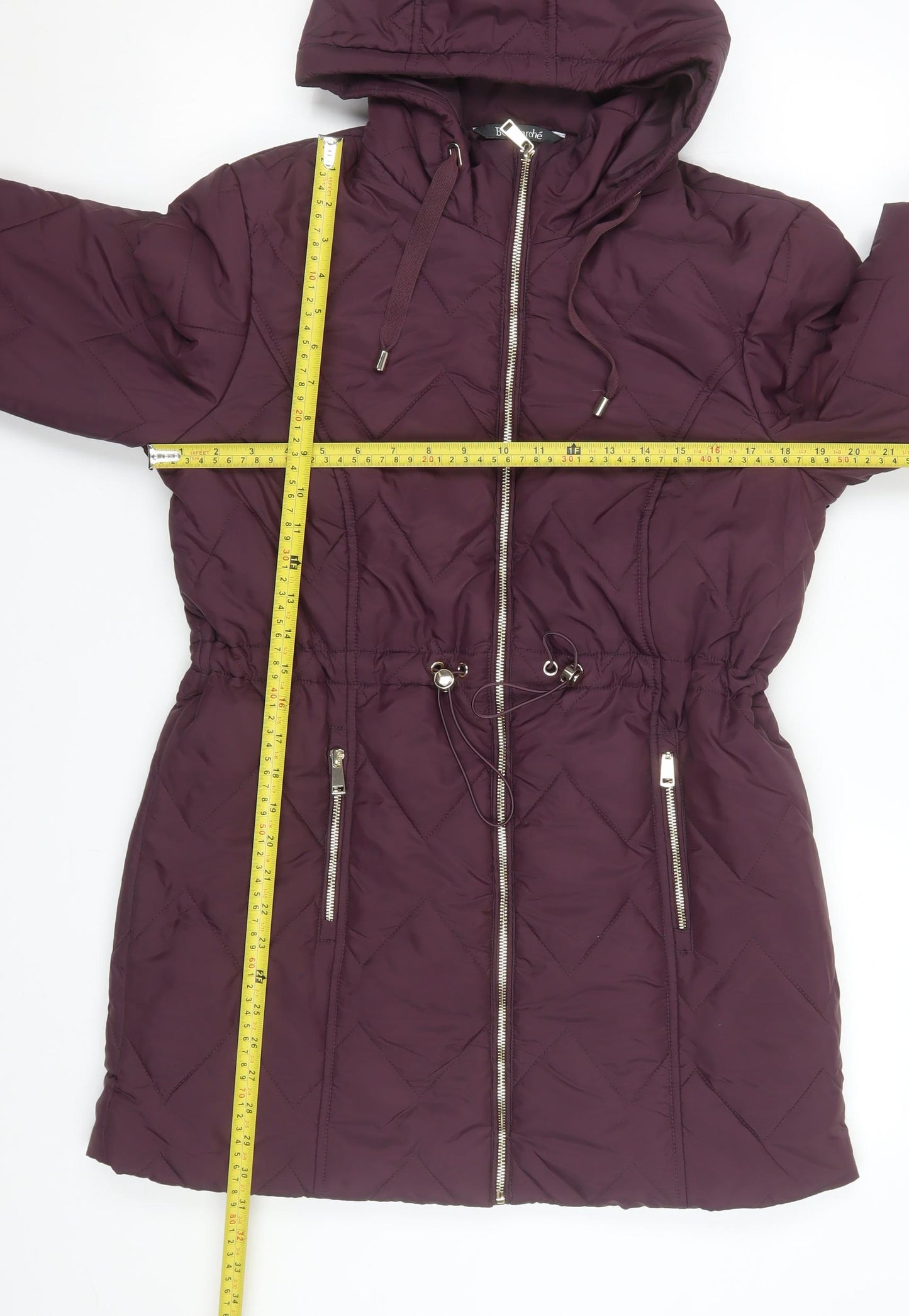 Womens UK Size 12 Bonmarché Purple Quilted Coat