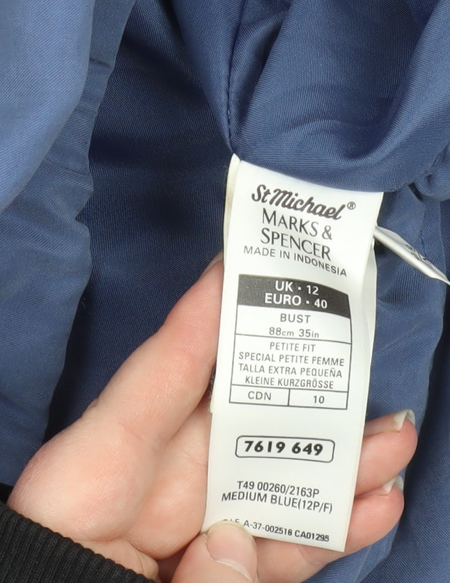 Womens UK Size 12 Marks and Spencer Blue Parka Coat