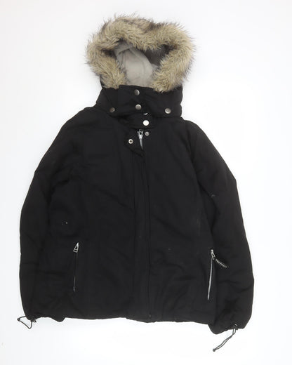 Womens UK Size 16 George Black Parka Coat