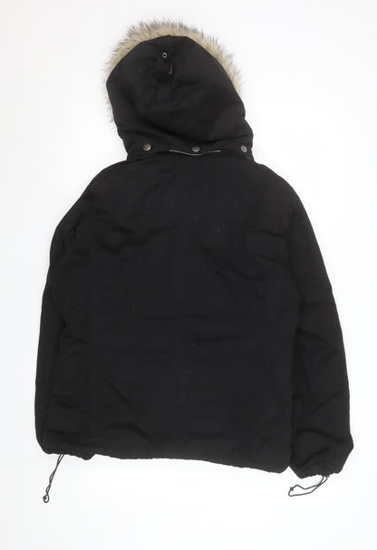Womens UK Size 16 George Black Parka Coat
