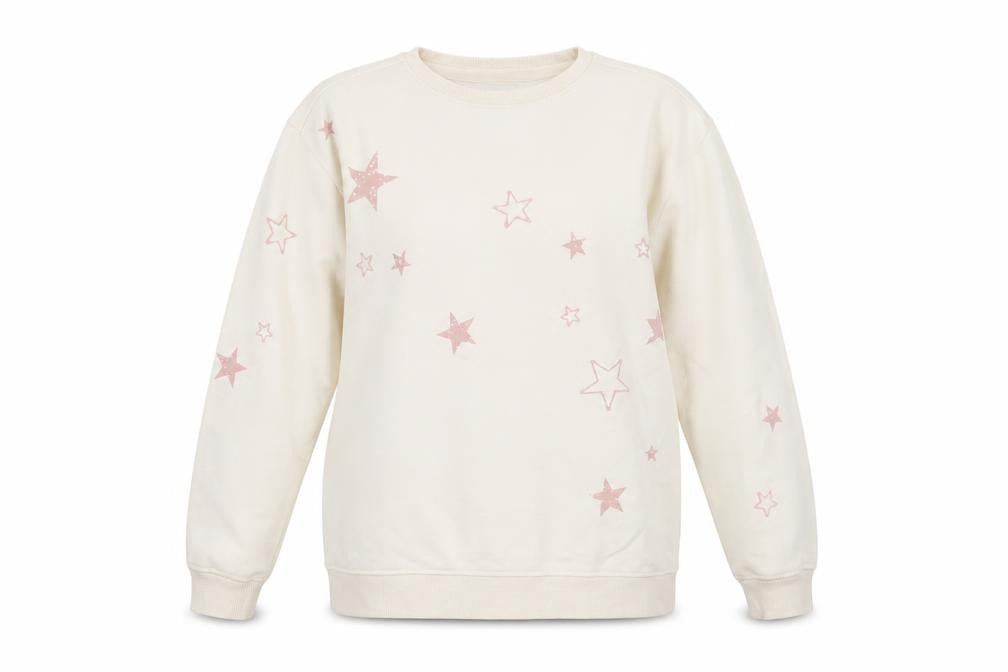 FatFace Women Beige Star Print Pullover Sweatshirt UK 12 Cotton Blend