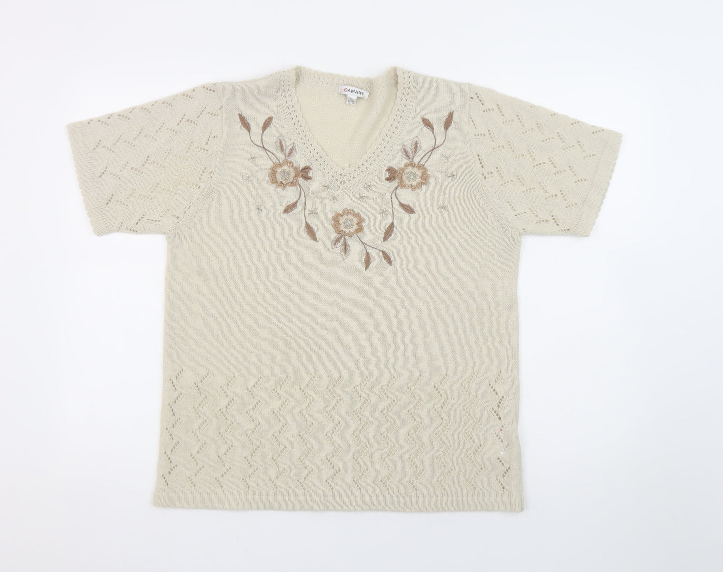 Womens UK Size 14 Damart Beige Pullover Jumper