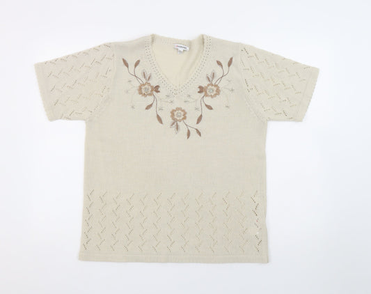 Womens UK Size 14 Damart Beige Pullover Jumper