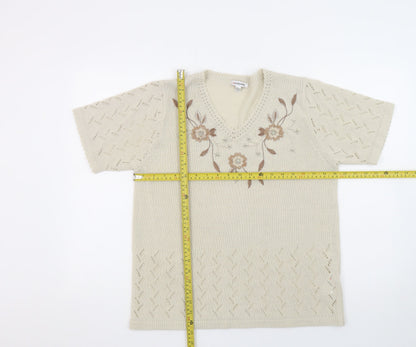 Womens UK Size 14 Damart Beige Pullover Jumper