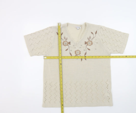Womens UK Size 14 Damart Beige Pullover Jumper