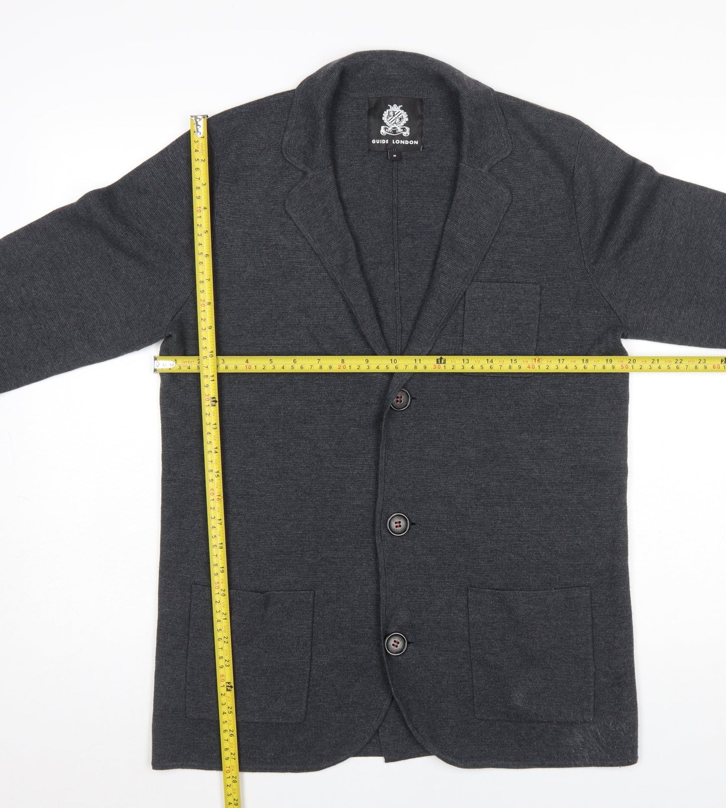 Mens UK Size M Guide London Grey Cardigan Jumper