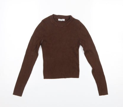 Womens UK Size XS Stradivarius Brown Pullover Jumper