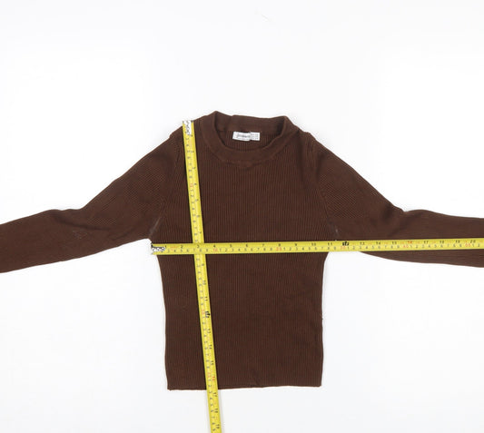 Womens UK Size XS Stradivarius Brown Pullover Jumper